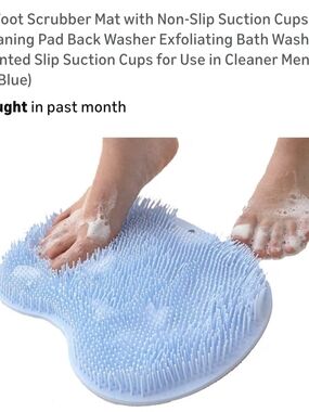 Blue Silicone Foot Scrubber Mat - Gentle Exfoliating Shower Pad